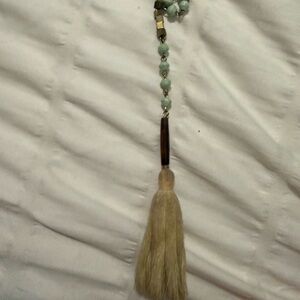 Trendy Boutique Mint Green Beaded Necklace with Tassel